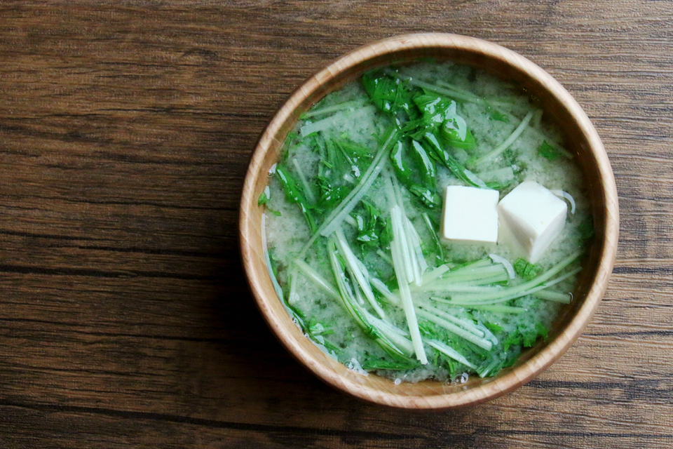 水菜と豆腐のお味噌汁